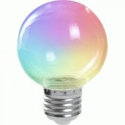 Feron шар G60 E27 3W RGB прозр. быстрая смена цвета д/гирлянды «Белт Лайт» 84x60 LB-371 38130
