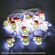A-302 гирлянда светодиодная длиной 4,8м, 20 насадок «дед мороз», прозрачный провод