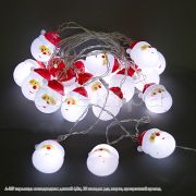 A-319 гирлянда светодиодная длиной 4,8м, 20 насадок «дед мороз», прозрачный провод