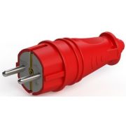Вилка прямая каучук 2P+PE 1х16А 220-240V IP44 КРАСНАЯ 4401 (Турция) NE-AD
