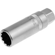 Торцовая головка 3/8″ 14мм ЗУБР ″Мастер свечная с рез. вставкой Cr-V, 12-гранная, хром. покрытие,