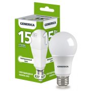 Лампа СД A60 15Вт грушевидная 4000К E27 230В GENERICA LL-A60-15-230-40-E27-G
