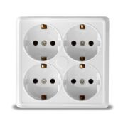 Розетка Олимп 4 мест. с ЗК белая (О1165)