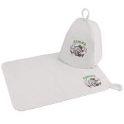 НАБОР 2-Х ПРЕДМЕТНЫЙ ЭКО, «БАНЬКА» (ШАПКА С ВЫШИВКОЙ, КОВРИК)