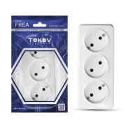 Розетка 3-м ОП Frea 16А IP20 250В без заземл. АБС-пластик бел. TOKOV ELECTRIC