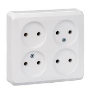 ЭТЮД Розетка ОУ 4-х местная наружная б/з белая (PA16-205B)