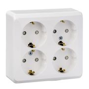 ЭТЮД Розетка ОУ 4-х местная наружная с/з белая (PA16-208B)