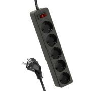 Удлинитель с сетевым фильтром 5х1.8м с заземл. 10А IP20 2.2кВт 3х0.75 индикатор сети черный