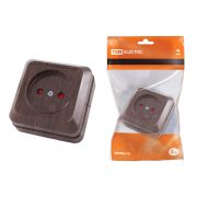 Розетка 1М ОП без ЗК, шторки «Ладога» бук