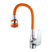 Смеситель Melodia Ostessa MDV40616Orange для кухни, гибкий излив с лейкой, оранжевый матовый / хром