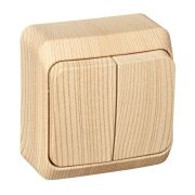 ЭТЮД Выключатель 2-кл. ОП Дача 10А IP20 сосна SE BA10-002D