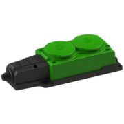 Колодка 2 гн. с загл. каучук 2P+PE 1x16A 220-240V IP54 зеленый 4132