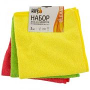 Салфетки из микрофибры 30*30см,200гр/м2,(3шт/уп),MFS-02/3,310239/Рыжий Кот