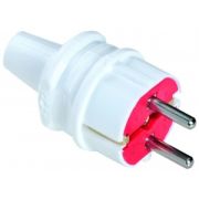 Вилка 16A 250В (прямая, белая, земля) (Турция) 7711500 AY-KA (АЙКА)