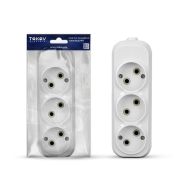 Колодка удлинителя 3 гн. 10А без заземл. АБС-пластик бел. TOKOV ELECTRIC TKE-C01-KU3