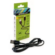Кабель USB ELX-CDC03-C02 USB-Lightning 3А 1.2м зарядка+передача данных черный ERGOLUX 15096