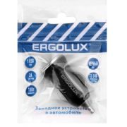 Авто зарядник/блок пит. (прикур) ERGOLUX ELX-CA01P-C02 ПРОМО 1xUSB, 12V, 5V/2А, LED инд, черн, пакет