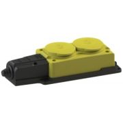 Колодка 2 гн. с загл. каучук 2P+PE 1x16A 220-240V IP54 желтый 4152