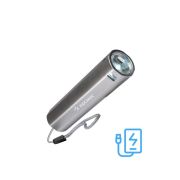 Фонарь акк. ручной LED 1Вт линза аккум. Li-ion 18650 1.2А.ч Power-bank USB-шнур ABS-пластик KOS116