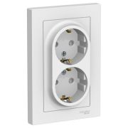 AtlasDesign Розетка 2-м СП 16А IP20 с заземл. защ. шторки в сборе бел. SE ATN000126