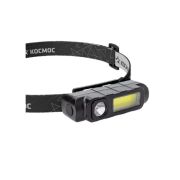 Фонарь КОСМОС светодиодный KOC510Lit налобный аккум 1Вт LED+3Вт COBLED/Li-ion 18650 800mAh/ABS-пласт