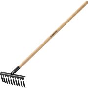 Грабли садовые 10 витых зуб. 320х95х1300 мм, с дерев. черенок 39581-10 GRINDA