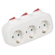Разветвитель сетевой с выключателем, с/з. 3 гнезда. 16А, 3500Вт. Белый. ТМ Uniel