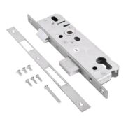 Замок врезной узкопроф 35mm нерж.сталь, под ц/м, м/о 92мм б/руч БУЛАТ 15876