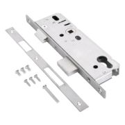 Замок врезной узкопроф 40mm нерж.сталь, под ц/м, м/о 92мм б/руч БУЛАТ 18577