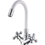 Смеситель для кухни LEDEM гиб.шланг серый, крест L1319-9