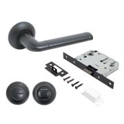 Комплект ручек с защ. и фикс. АРТ «ПОЛО» BL+L7050S BL+BK-R1 BL 15150/S7050 мат. черный АЛЛЮР