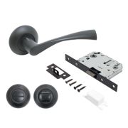 Комплект ручек с защ. и фикс. АРТ «ОСКАР» BL+L7050S BL+BK-R1 BL 13150/S7050 мат. черный АЛЛЮР