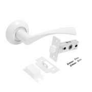 Комплект ручек с защелкой АРТ «ОСКАР» W+L45-8 W (13110/S45) мат. белый АЛЛЮР