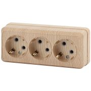 Розетка Олимп 3 мест. с ЗК сосна