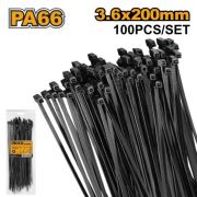 Стяжка нейлоновая черная 200*3,6 мм INGCO HCTB20036