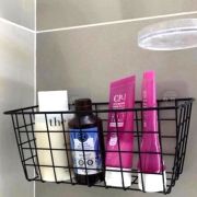 Полка-корзина д/ванной 37*20*19,5 см черная 3 крючка Алт433Ч