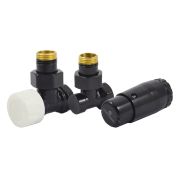 Комплект подключения SCHLOSSER STANDARD MINI 1/2quot; угловой, Ral 9005, с термоголовкой MINI М30х1,5