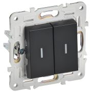 SKANDY Выключатель 2-кл. 10А SK-V09Bl с индикацией черн. IEK