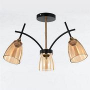 Люстра 3 плафона 55*31 см Е27 60Вт 12 м2 плафон стекло черный бронза Baizheng/9180-3