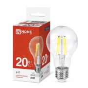 Лампа светодиодная LED-A60-deco 20Вт 230В Е27 4000К 1890Лм прозрачная IN HOME