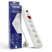 Фильтр сетевой 5х1.8м с заземл. с выкл. 16А с защ. от скачков напр. и перегрузок 3х1 бел. TOKOV ELEC