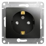 GLOSSA  Розетка 1-м СП 1мод. Glossa 16А IP20 с заземл. защ. шторки антрацит