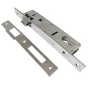 Замок врезной 153-25 узкопроф. цилиндровый с защелкой б/ручки, хром Trodos