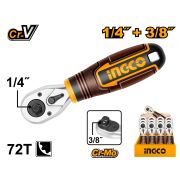 Ключ трещоточный INGCO HRTH081438 INDUSTRIAL 1/4«+ 3/8»