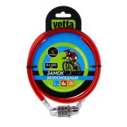 Замок велосипедный противоугонный, кодовый, тросовый, 8х650мм,