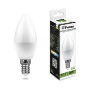 Лампа  LED 9вт Е14 белый матовая свеча Feron