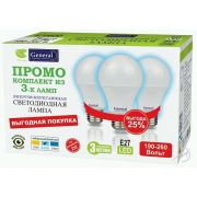 Промо комплект 3шт. ЛОН А60 Е27 17W 4K General