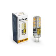 Лампа LED 3вт 12в G4 теплый капсульная Feron