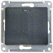 GLOSSA Выключатель двухклавишный с подсветкой сх.5а антрацит в рамку