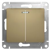 GLOSSA Выключатель двухклавишный с подсветкой в рамку титан сх.5а